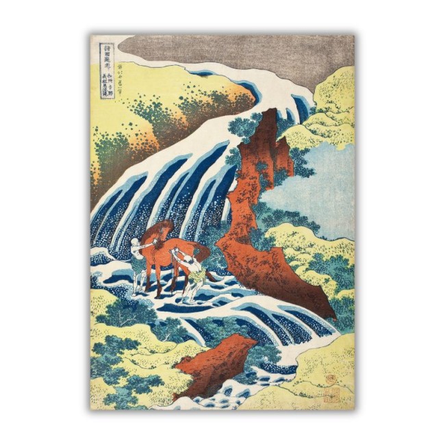 Przejdź do produktu Wodospad, przy którym Yoshitsune mył konia - reprodukcja drzeworytu Katsushika Hokusai 